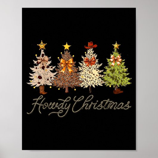 Howdy Christmas Tree Coquette Bow Western Cowboy C Poster (Voorkant)