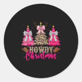Howdy Christmas Trees Cowgirl Western Coquette Bow Ronde Sticker (Voorkant)