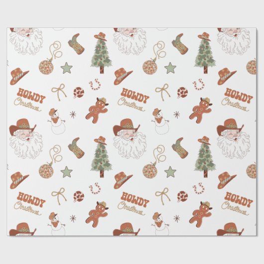 Howdy Christmas Western Cowboy Cadeaupapier (Vlak)