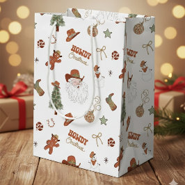 Howdy Christmas Western Cowboy Medium Cadeauzakje