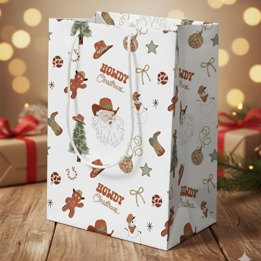Howdy Christmas Western Cowboy Medium Cadeauzakje