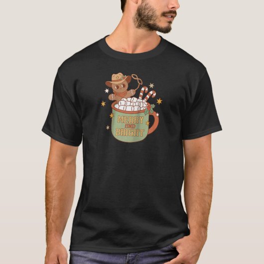 Howdy Christmas Western Merry Bright Gingrbread Re T-shirt