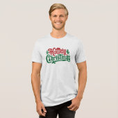 Howdy Christmas Western Red Green Typography Tri-Blend Shirt (Voorkant volledig)