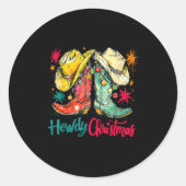 Howdy Christmas Xmas Cowboy Boots Western Pajamas  Ronde Sticker (Voorkant)