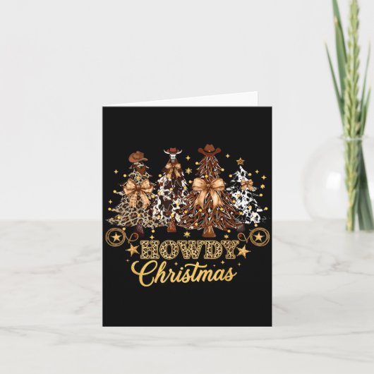 Howdy Christmas Xmas Tree Cowboy Western Coquette  Kaart (Voorkant)