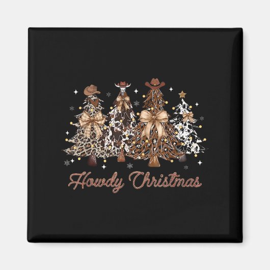 Howdy Christmas Xmas Tree Cowboy Western Coquette Magneet (Voorkant)
