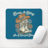 Howdy Country Rodeo Boots &amp; Bling Its A Cowgir Muismat (Met muis)
