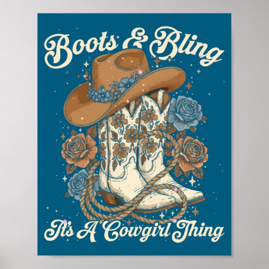 Howdy Country Rodeo Boots &amp; Bling Its A Cowgir Poster (Voorkant)