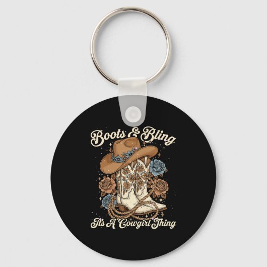Howdy Country Rodeo Boots &amp; Bling Its A Cowgir Sleutelhanger (Voorkant)