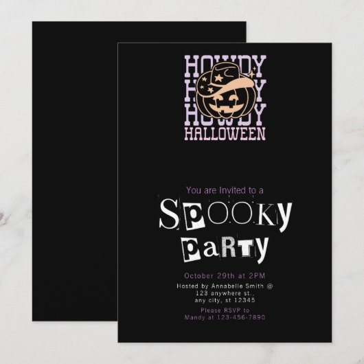 Howdy Cowbow Pet Stars Halloween Party Kaart (Voorkant / Achterkant)