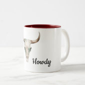 Howdy Cowboy Bullhorns Tweekleurige Koffiemok (Voorkant rechts)