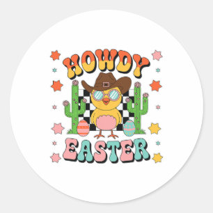 Howdy Cowboy Chicks Graaf me Pasen Happy Pasen Ronde Sticker