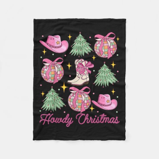 Howdy Cowboy Christmas Western Country Coquette Di Fleece Deken (Voorkant)
