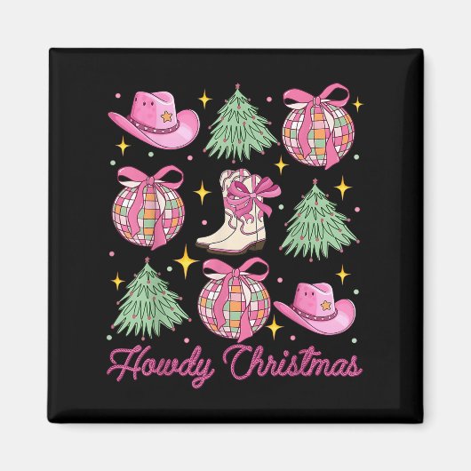 Howdy Cowboy Christmas Western Country Coquette Di Magneet (Voorkant)