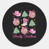 Howdy Cowboy Christmas Western Country Coquette Di Ronde Sticker (Voorkant)