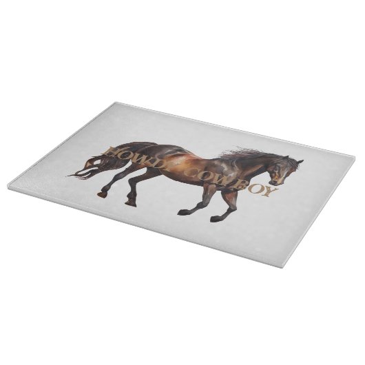 Howdy Cowboy Cowgirl Paard Snijplank (Hoek)