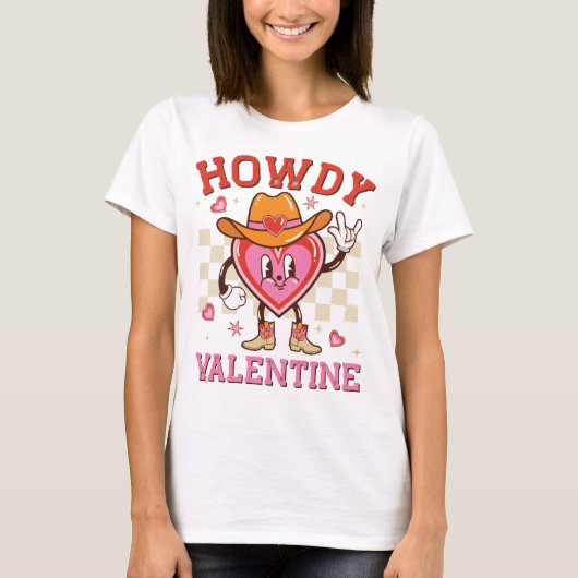 Howdy Cowboy Heart Valentijn Graphic T-shirt (Voorkant)