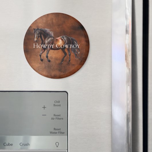 Howdy Cowboy Horse Faux Bruin Leer Magneet (Insitu (Koelkast))