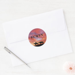 Howdy Cowboy Horse Western Sky Ronde Sticker