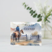 Howdy Cowboy Paard Briefkaart (Staand voorkant)
