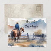 Howdy Cowboy Paard Briefkaart (Voorkant / Achterkant)