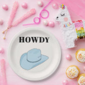 Howdy Cowboy Pet Baby Blue Papieren Bordje (Feest)