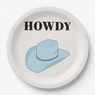Howdy Cowboy Pet Baby Blue Papieren Bordje