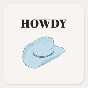 Howdy Cowboy Pet Baby Blue Vierkante Sticker