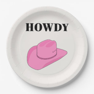 Howdy Cowboy Pet Pink Papieren Bordje