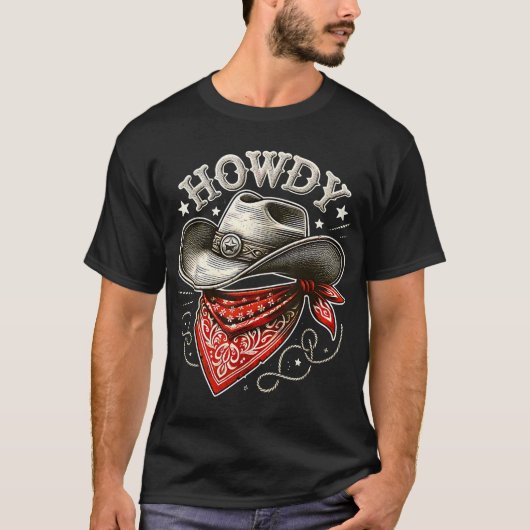 Howdy Cowboy Pet Western T-shirt (Voorkant)