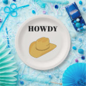 Howdy Cowboy Pet Yellow Papieren Bordje (Feest)