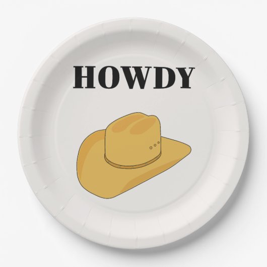 Howdy Cowboy Pet Yellow Papieren Bordje (Voorkant)