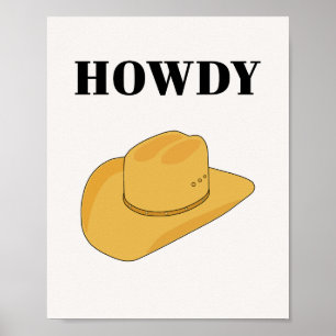 Howdy Cowboy Pet Yellow Poster