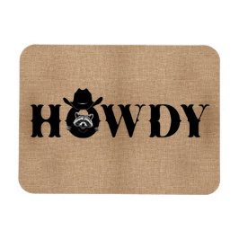 Howdy Cowboy Raccoon Funny Fridge Magneet