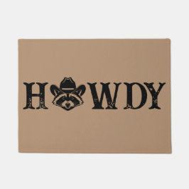 Howdy Cowboy Raccoon Western Funny Welcome Mat