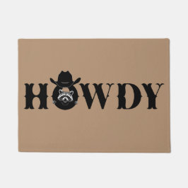 Howdy Cowboy Raccoon Western Funny Welcome Mat