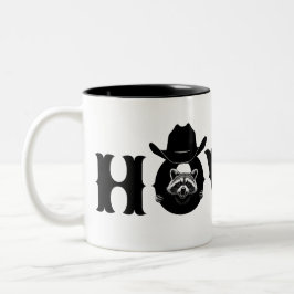 Howdy Cowboy Raccoon Western Funny Welcome Tweekleurige Koffiemok