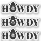 Howdy Cowboy Raccoon with Rustic Western Style Sticker (Voorkant)