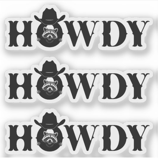 Howdy Cowboy Raccoon with Rustic Western Style Sticker (Voorkant)
