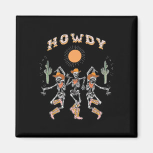 Howdy Cowboy Skeleton Dancing Country Western Hall Magneet