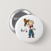 Howdy! Cowboy Stick Figuur Button (Voorkant /achterkant)