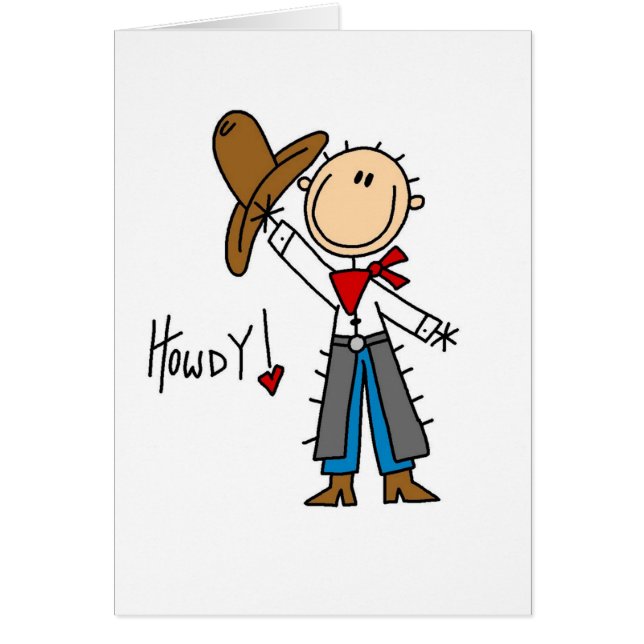 Howdy! Cowboy Stick Figuur Card (Voorkant)