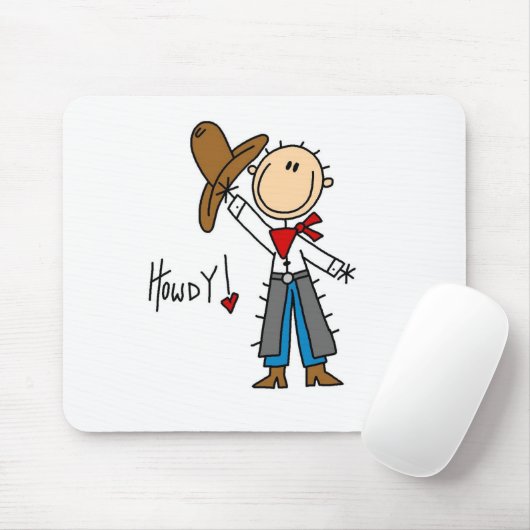 Howdy! Cowboy Stick Figuur Mousepad Muismat (Met muis)