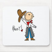 Howdy! Cowboy Stick Figuur Mousepad Muismat (Voorkant)