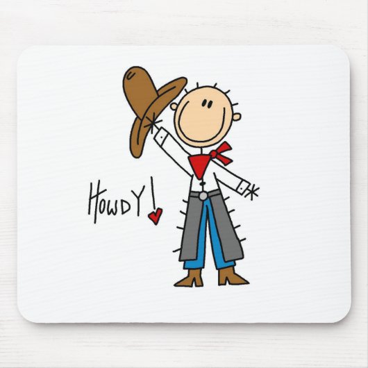 Howdy! Cowboy Stick Figuur Mousepad Muismat (Voorkant)