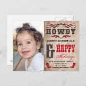 Howdy Cowboy Western Xmas Phostcard Feestdagenkaart (Voorkant / Achterkant)
