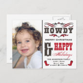 Howdy Cowboy Western Xmas Phostcard Feestdagenkaart (Voorkant / Achterkant)