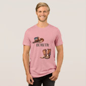Howdy Cowboylaarzen en Pet Tri-Blend Shirt (Voorkant volledig)