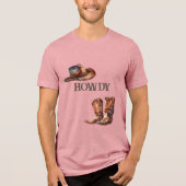 Howdy Cowboylaarzen en Pet Tri-Blend Shirt (Voorkant)