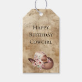 Howdy Cowgirl Roze Bloemen Pet Western Chic Cadeaulabel (Voorkant)